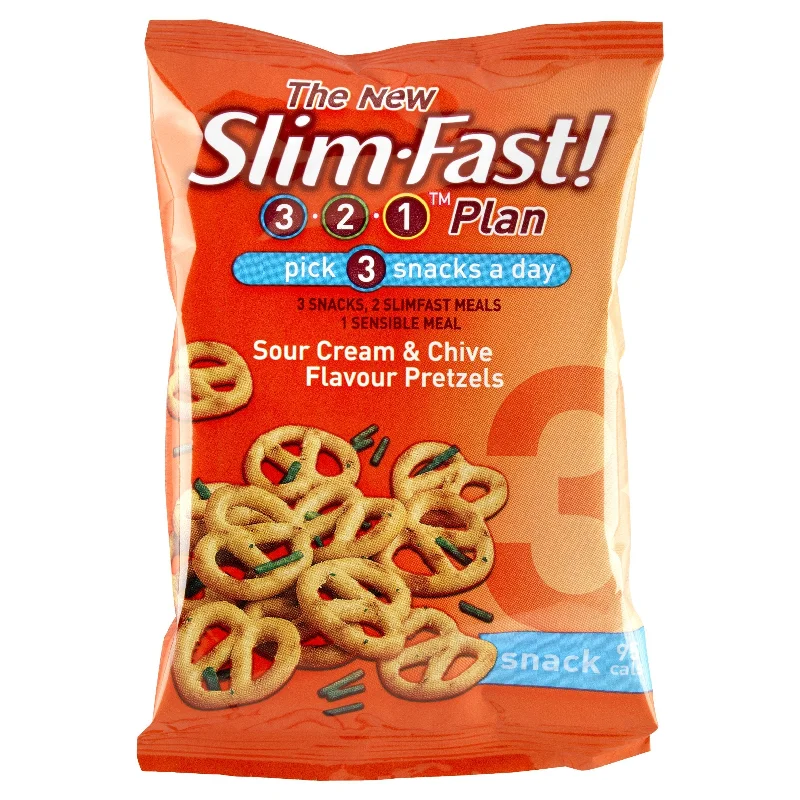 SlimFast Sour Cream and Chive Pretzels Snack Bag 23 g - Pack of 12