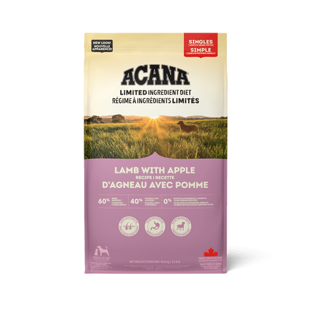  -High-fiber dog foodACANA Singles - Lamb with Apple Recipe Dog Food - Dry Dog Food- ACANA