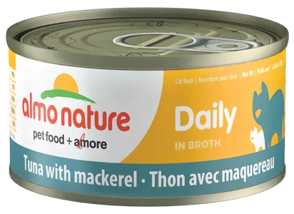    - Senior cat food  Almo Nature Daily Tuna & Mackerel in Broth Canned Cat Food