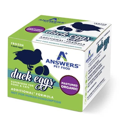 - Hypoallergenic dog foodAnswers Additional Organic Frozen Duck Eggs for Dogs & Cats