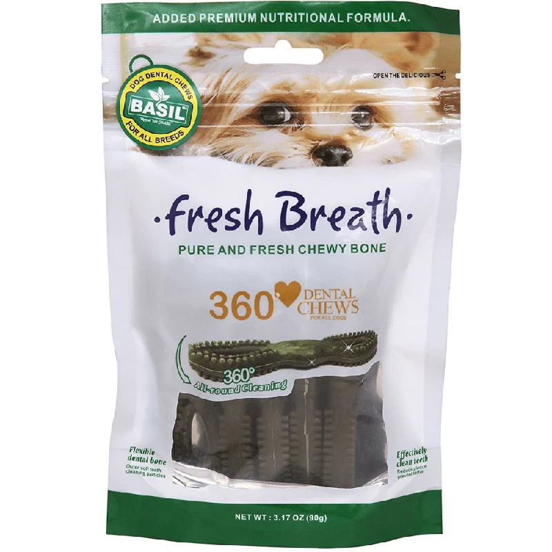 - Special food for senior dogsBasil Fresh Breath Chewy Bone Dog Treat