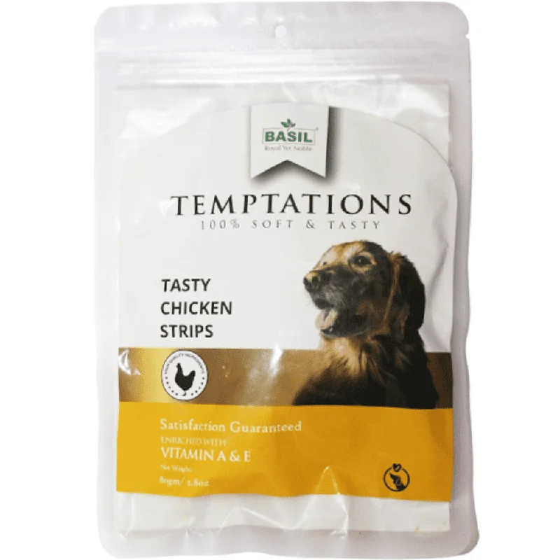 - Special food for puppiesBasil Temptations Chicken Strips Dog Treat