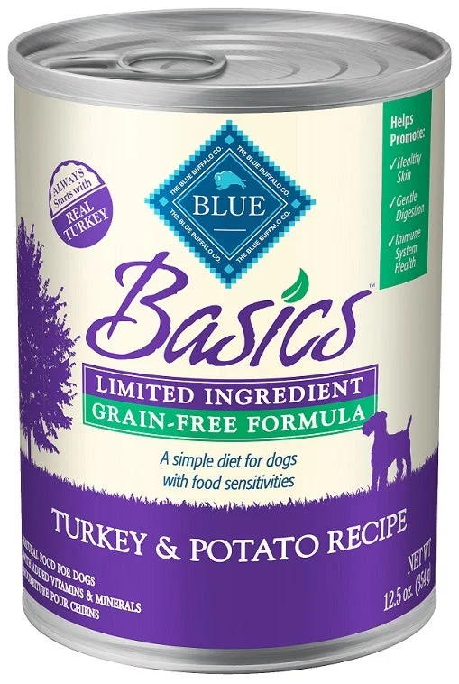 - Natural ingredient dog foodBlue Buffalo Basics Grain Free LID Turkey and Potato Recipe Adult Canned Dog Food