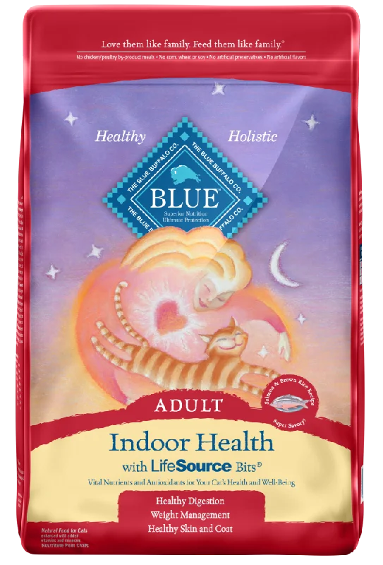    - Hypoallergenic cat food  Blue Buffalo Indoor Health Natural Salmon & Brown Rice Adult Dry Cat Food