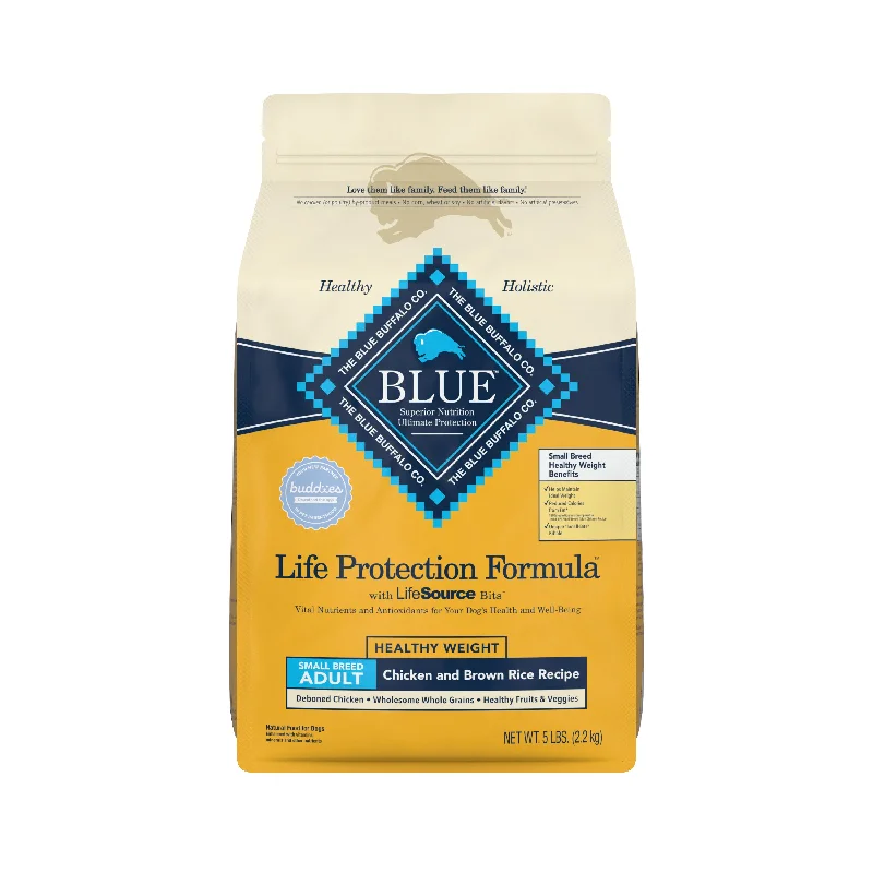  -Fish-containing dog foodBlue Buffalo Life Protection Formula Natural Adult Small Breed Healthy Weight Dry Dog Food, Chicken and Brown Rice 5 lb. Trial Size Bag