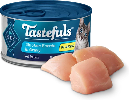    - Natural ingredient cat food  Blue Buffalo Tastefuls Adult Flaked Chicken in Gravy