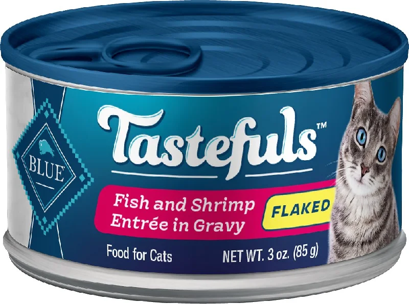    - Fish-based cat food  Blue Buffalo Tastefuls Adult Flaked Fish and Shrimp in Gravy