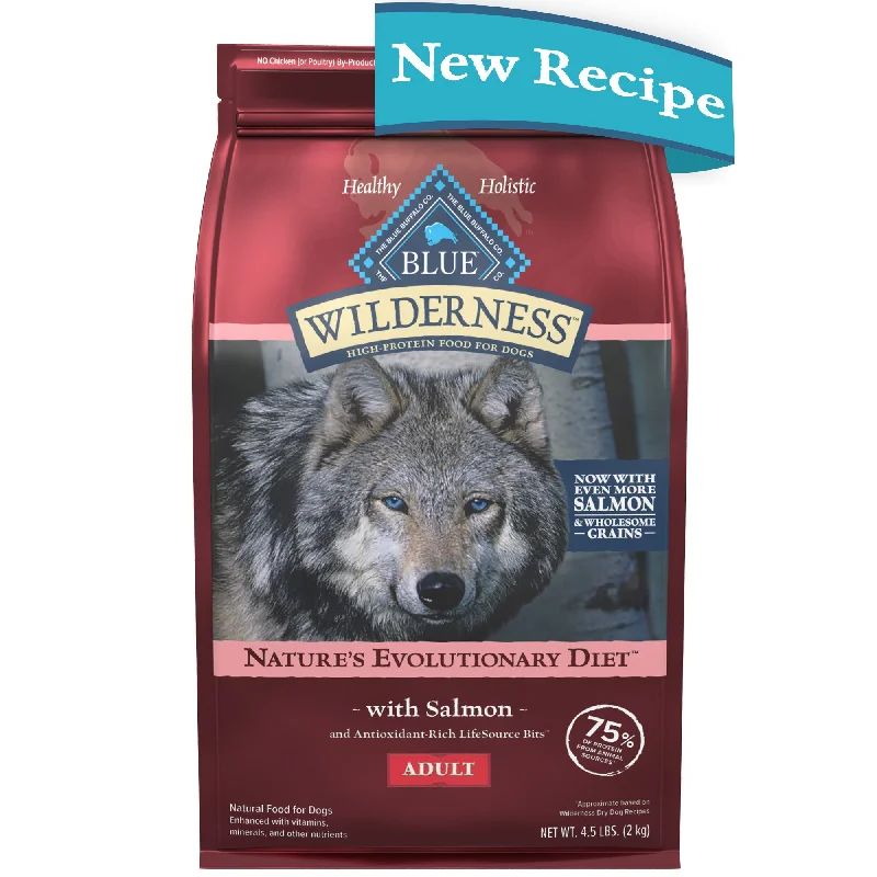 - How is Birgi dog foodBlue Buffalo Wilderness High Protein Natural Adult Dry Dog Food plus Wholesome Grains, Salmon 4.5 lb. bag