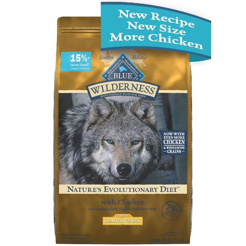 - Dog food discountsBlue Buffalo Wilderness High Protein Natural Healthy Weight Adult Dry Dog Food plus Wholesome Grains, Chicken 28 lb. bag