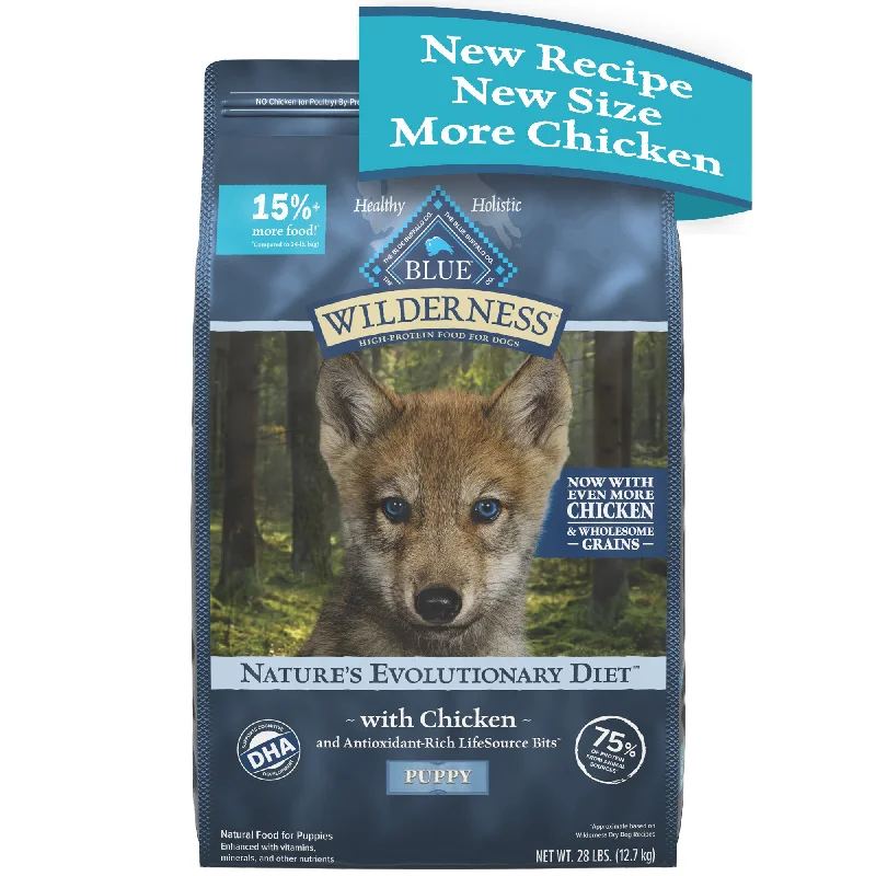 - Food for small dogsBlue Buffalo Wilderness High Protein Natural Puppy Dry Dog Food plus Wholesome Grains, Chicken 28 lb. bag