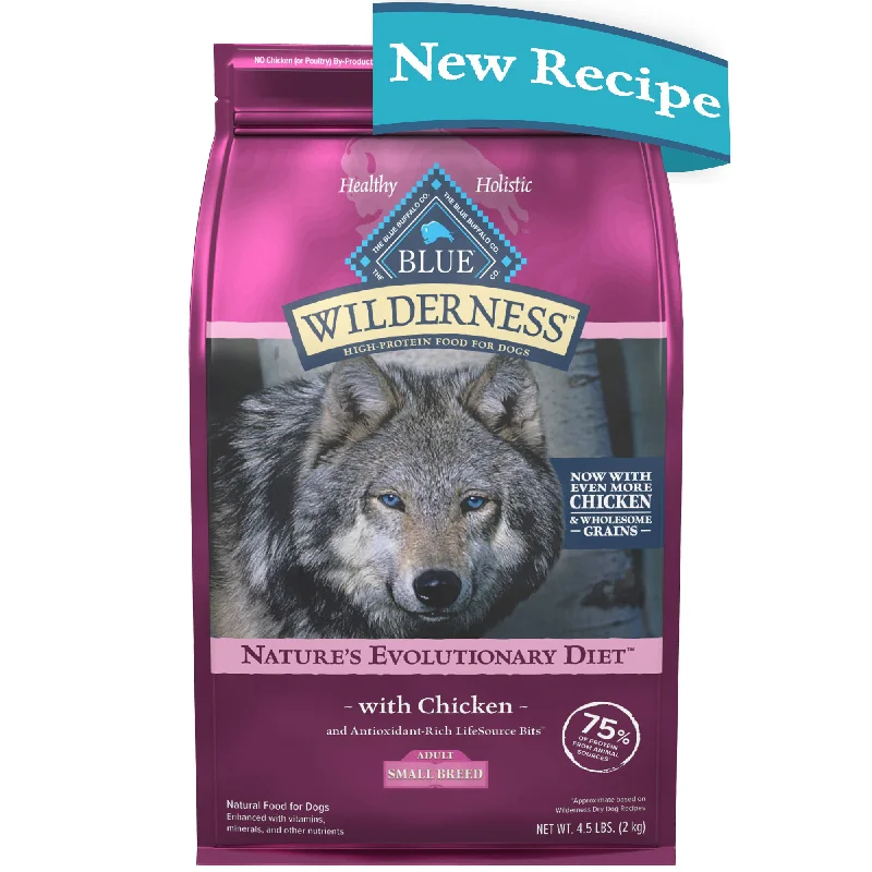 - Royal Canin dog food recommendationBlue Buffalo Wilderness High Protein Natural Small Breed Adult Dry Dog Food plus Wholesome Grains, Chicken 4.5 lb. bag