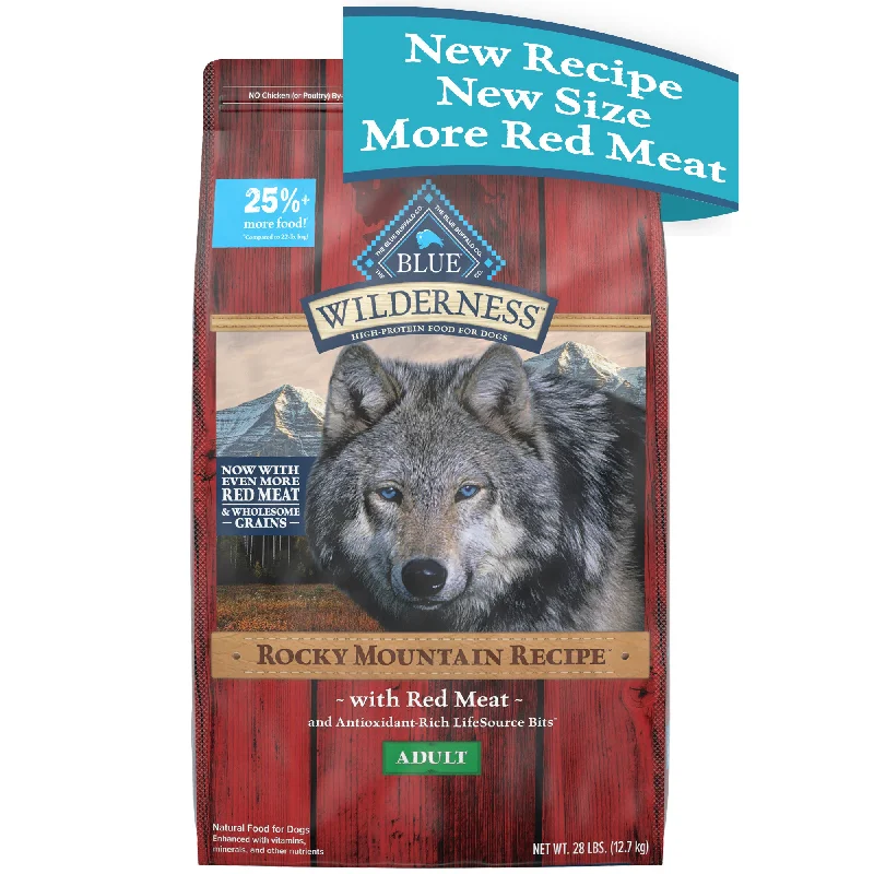 - Dog food discountsBlue Buffalo Wilderness Rocky Mountain Recipe High Protein Natural Adult Dry Dog Food, Red Meat with Grain 28 lb. bag