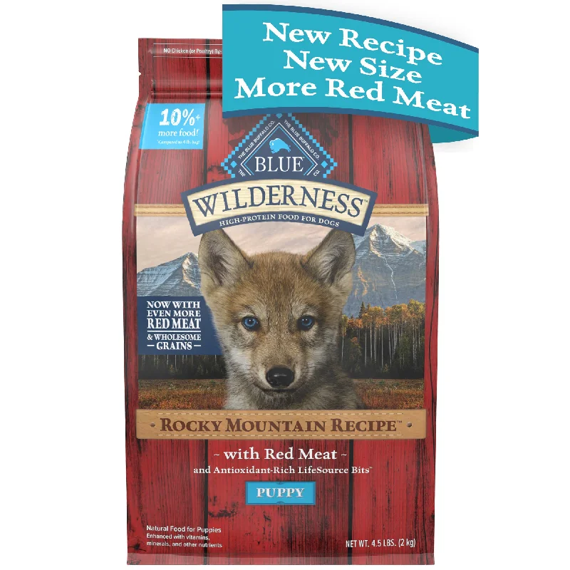 - Dog food nutritional analysisBlue Buffalo Wilderness Rocky Mountain Recipe High Protein Natural Puppy Dry Dog Food, Red Meat with Grain 4.5 lb. bag