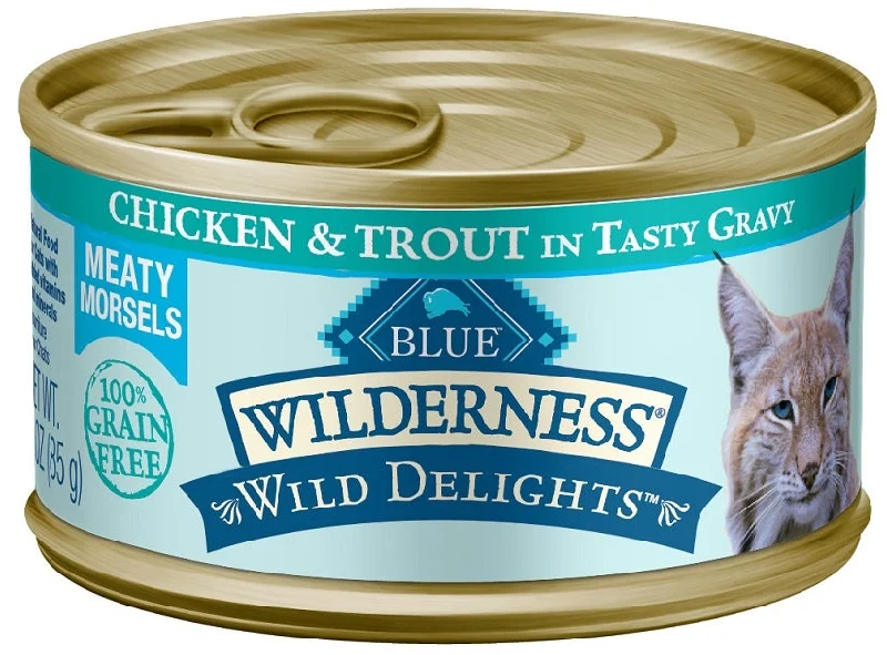    - Weight management cat food  Blue Buffalo Wilderness Wild Delights Chicken and Trout Canned Cat Food