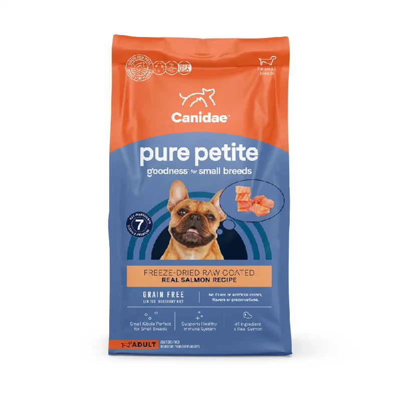 - Dog food helps the digestive systemCanidae PURE Petite Small Breed Salmon Recipe Raw Coated Dry Dog Food