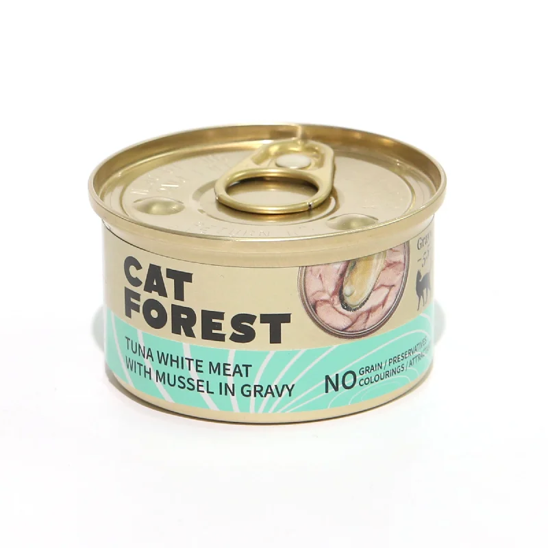    - Cat food for dental health  CAT FOREST Tuna White Meat with Mussel in Gravy Cat Wet Food 85g x 24