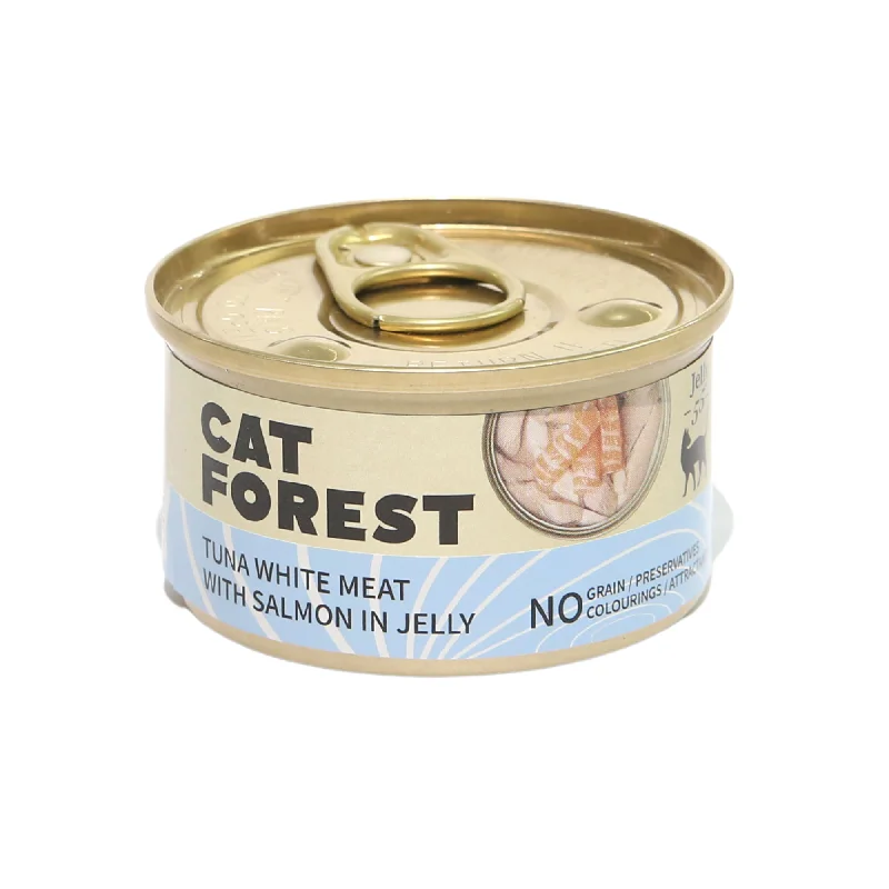    - Chicken flavor cat food  CAT FOREST Tuna White Meat with Salmon in Jelly Cat Wet Food 85g x 24