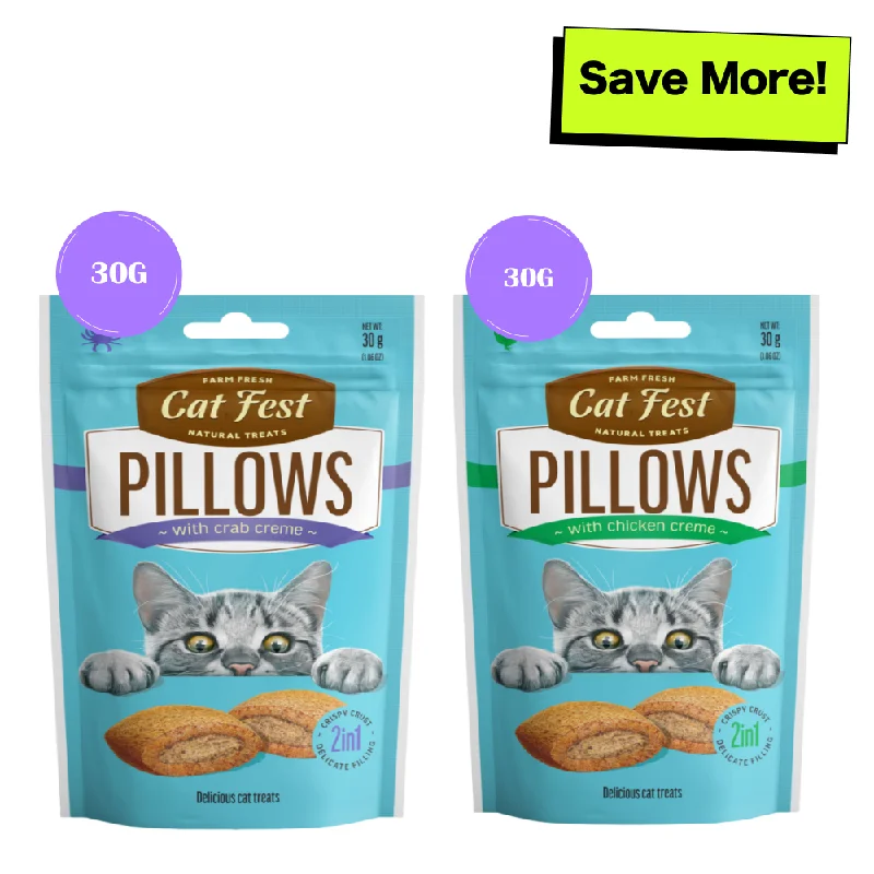    - Cat food discounts and promotions  Catfest Pillows with Crab and Chicken Cream Cat Treats Combo