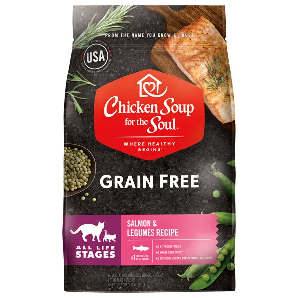    - Hairball control cat food  Chicken Soup for the Soul Grain Free Recipe with Salmon and Legume Dry Cat Food