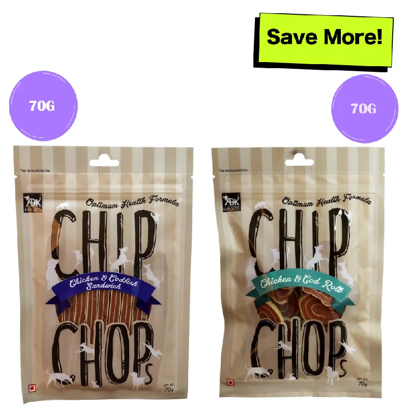 - Special food for senior dogsChip Chops Chicken & Codfish Rolls and Sandwich Dog Treats Combo