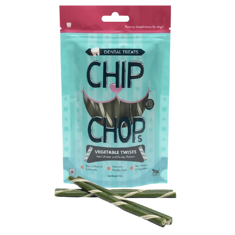 - ProNevus dog food palatabilityChip Chops Vegetable Twists Real Chicken and Parsley Flavoured Dog Treats