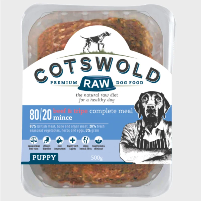 Dog FoodCotswold Raw Beef and Tripe Puppy 500g