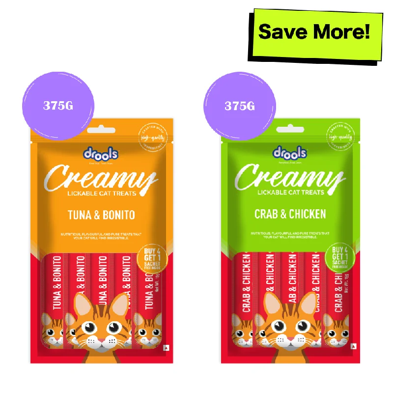    - Purina Pro Plan cat food palatability  Drools Tuna & Bunito and Crab & Chicken Creamy Cat Treats Combo