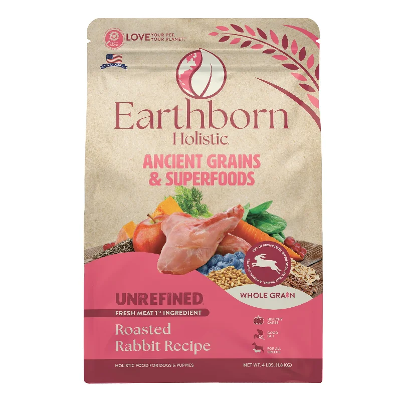 - Special food for puppiesEarthborn Holistic Unrefined Roasted Rabbit with Ancient Grains & Superfoods Dry Dog Food 4 lb