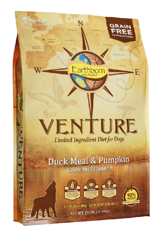 - Food for small dogsEarthborn Holistic Venture Grain Free Duck Meal and Pumpkin Dry Dog Food