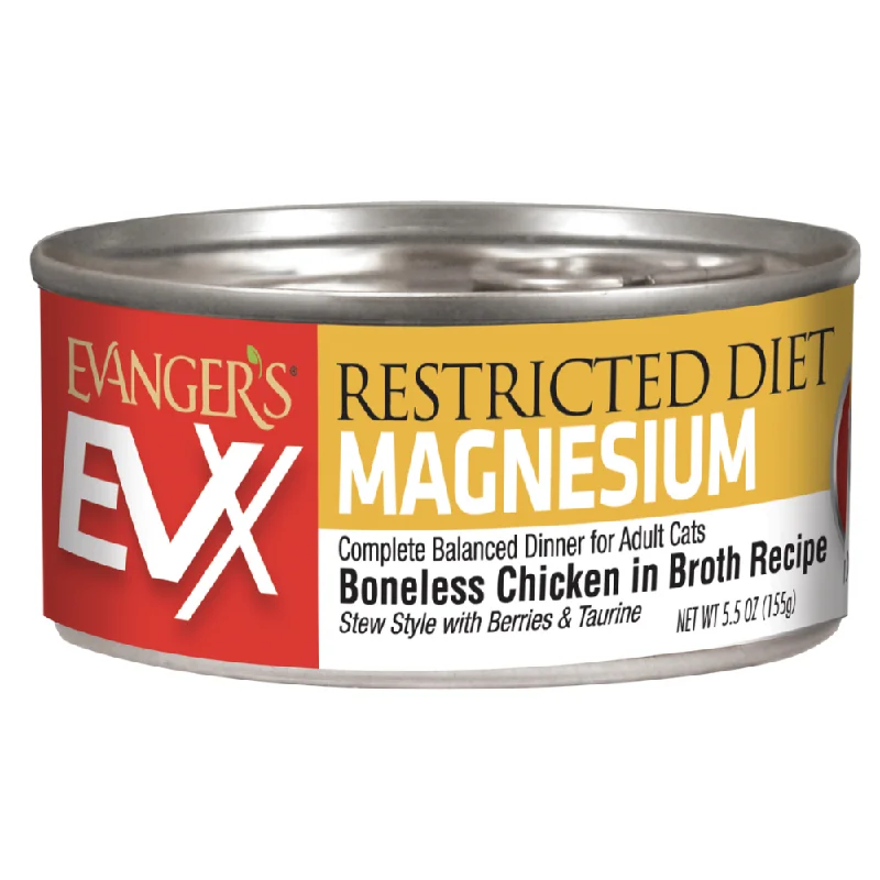    - Recommended online stores for cat food  Evanger's EVX Restricted Diet: Controlled Magnesium Boneless Chicken in Broth Canned Cat Food