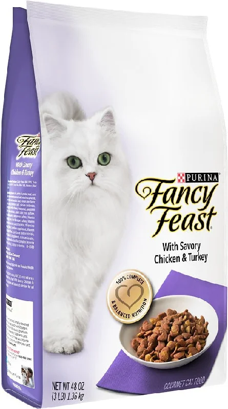    - Senior cat food  Fancy Feast Gourmet Savory Chicken and Turkey Gourmet Dry Cat Food