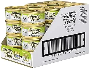    - Cat food for multi-cat households  Fancy Feast Salmon Feast In Gravy Grilled Adult Wet Cat Food 85g x 24