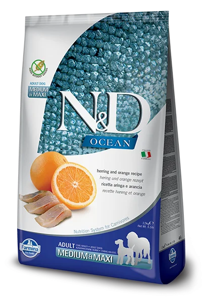 - Dog food improves immunityFarmina Ocean N&D Natural & Delicious Medium & Maxi Adult Cod, Spelt, Oats & Orange Dry Dog Food