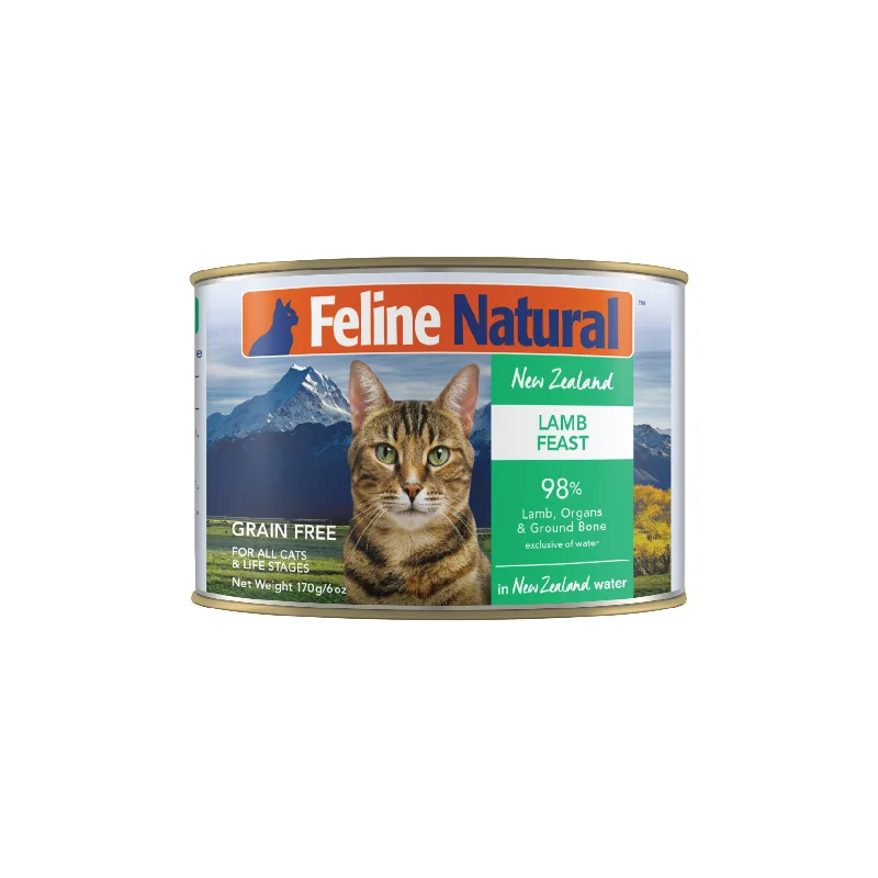    - Fish-based cat food  Feline Natural BPA Free & Gelatin Free Canned Cat Food Lamb 170g x 12