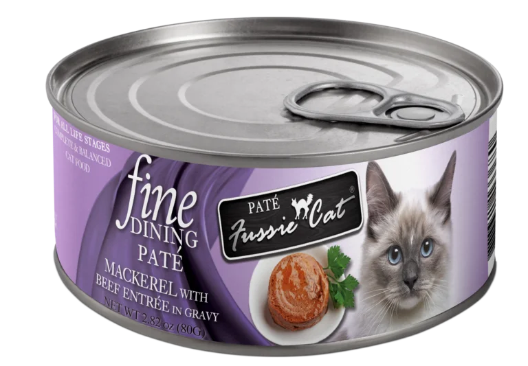    - Recommended online stores for cat food  Fussie Cat Fine Dining Pate Mackerel & Beef Cat Food Can