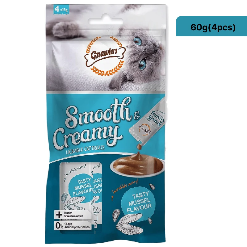    - How is Bricky cat food?  Gnawlers Mussel Flavour Creamy Cat Treats (Limited Shelf Life)