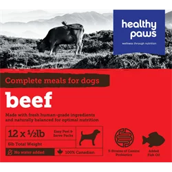  -Chicken-flavored dog foodHealthy Paws Raw - Complete Beef Dinners