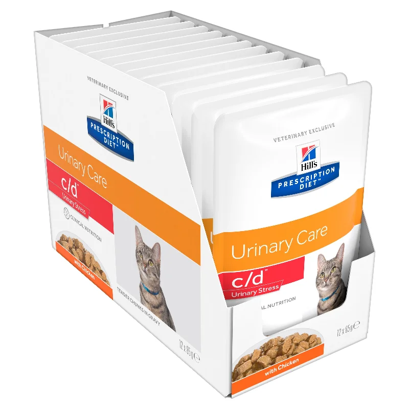    - High-fiber cat food  Hill's Prescription Diet c/d Multicare Urinary Care Chicken Cat Food Pouches 85g x 12