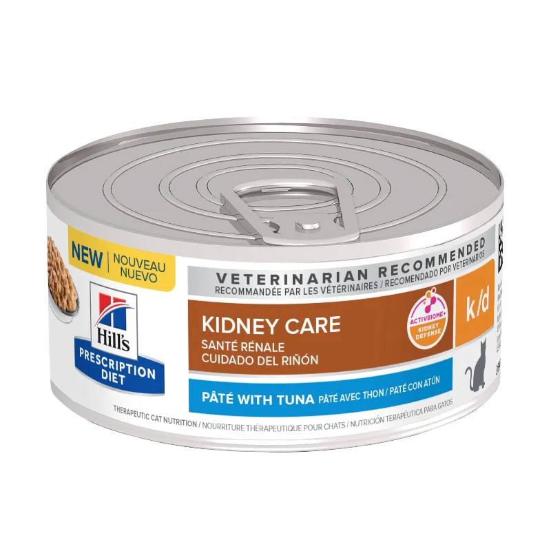    - Cat food for multi-cat households  Hill's Prescription Diet k/d Kidney Care Pâté with Tuna Canned Cat Food 156g x 24