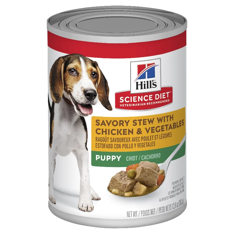 - The effect of dog food on dental healthHills Science Diet Puppy Savoury Stew Chicken and Vegetables Canned Dog Food 370g