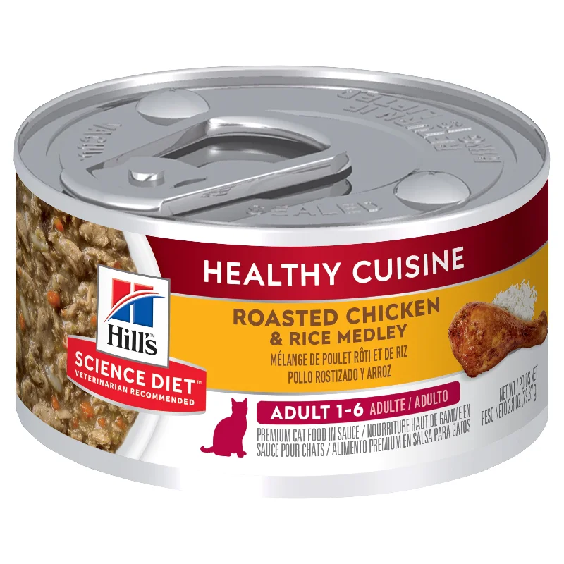    - Natural ingredient cat food  Hill's Science Diet Adult Healthy Cuisine Chicken & Rice Medley Canned Cat Food 79g x 24