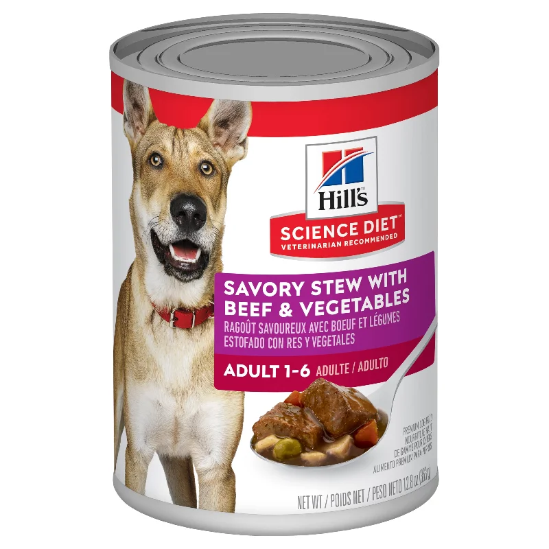 - Food for small dogsHill's Science Diet Adult Savory Stew Beef & Vegetable Canned Dog Food 363g x 12