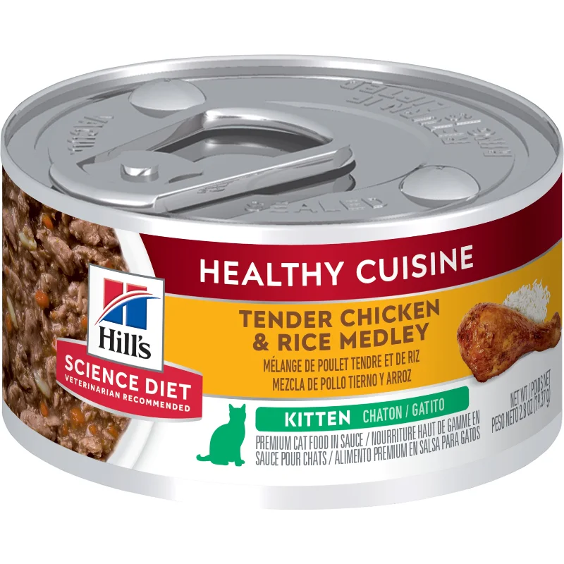    - Cat food for digestive health  Hill's Science Diet Kitten Healthy Cuisine Chicken & Rice Medley Canned Cat Food 79g x 24