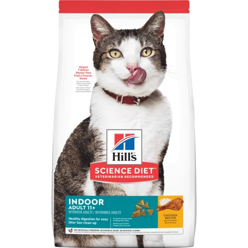    - Grain-free cat food recommendations  Hill's Science Diet Senior 11+ Indoor Chicken Recipe Dry Cat Food