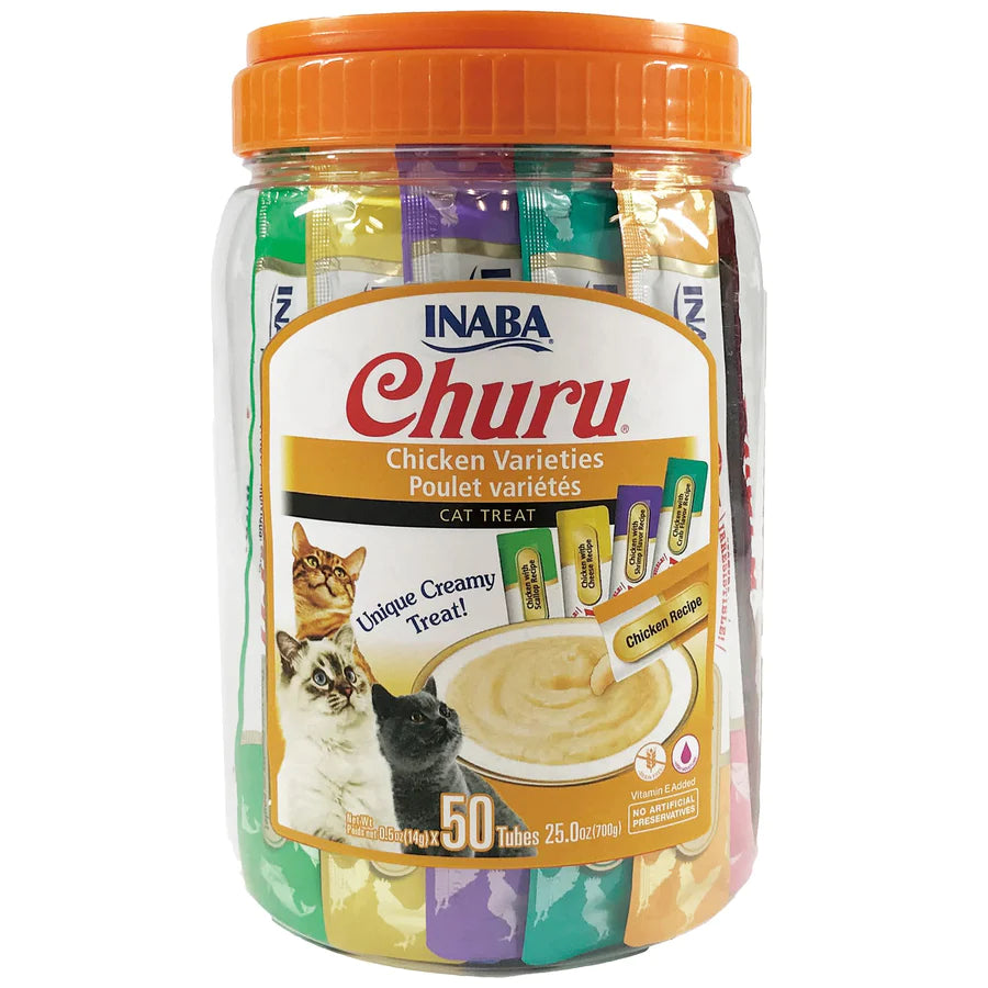  . **Functional Cat Food**  Inaba Churu Chicken Variety 50 Pack Cat Treats