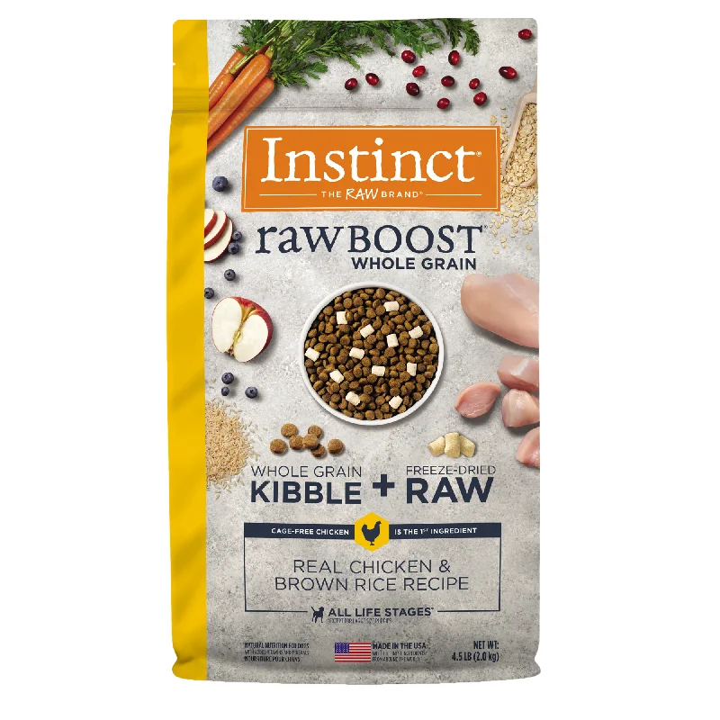 - Dog food helps the digestive systemInstinct Raw Boost Whole Grain Chicken & Brown Rice Dry Dog Food, 4.5 lb. Bag