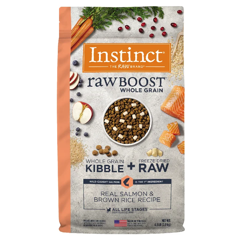 - Food for large dogsInstinct Raw Boost Whole Grain Salmon & Brown Rice Dry Dog Food, 4.5 lb. Bag