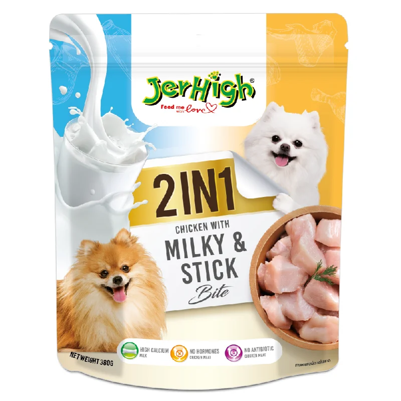 - Natural ingredient dog foodJerHigh 2in1 Milky & Stick Bite Dog Treats