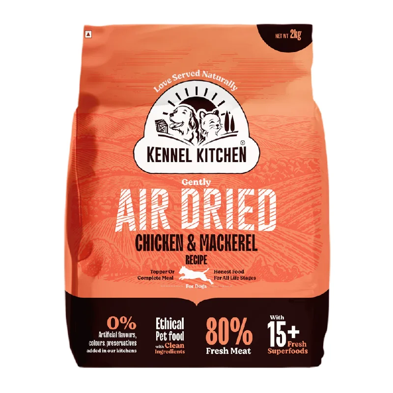 - Natural ingredient dog foodKennel Kitchen Air Dried Chicken and Mackerel Puppy & Adult Dog Dry Food (All Life Stage)