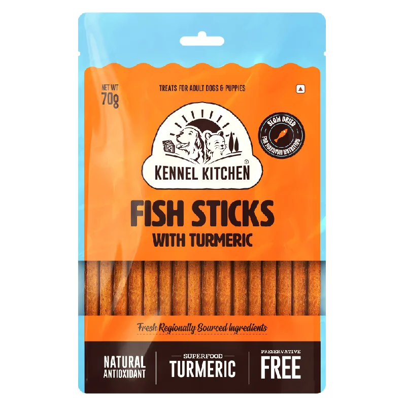  -High-fiber dog foodKennel Kitchen Fish Sticks with Turmeric Dog Treats